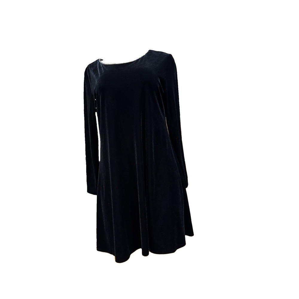 K.C. Spencer Brown Velvet Mock Neck Swing Dress Size 12 Vintage USA Made